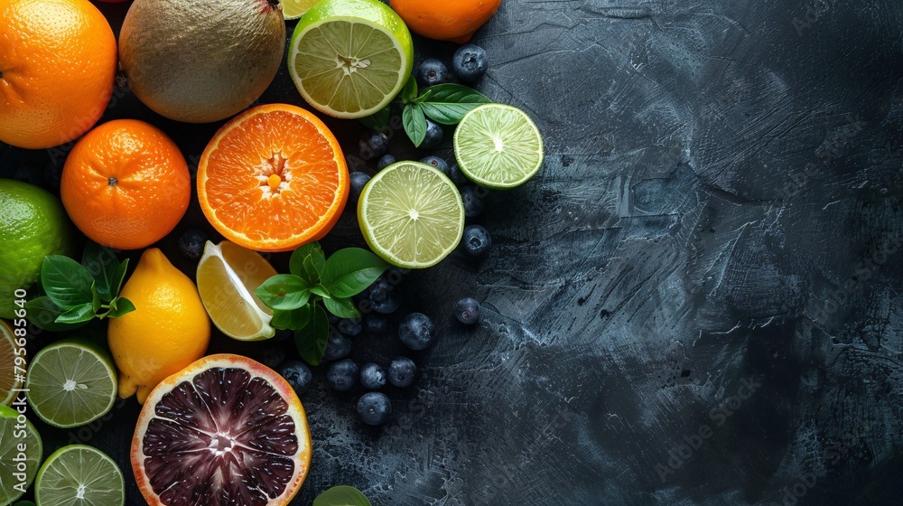 Tropical fruits on a bright background. A colorful and juicy food selection. Tropical fruits on a bright background. A colorful and juicy food selection.
