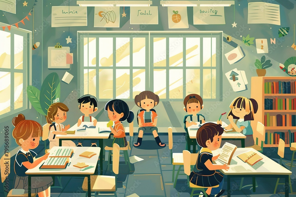 Welcome back to school and classroom. design of students in the ...