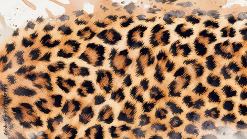 A leopard print rendered in soft, fluid watercolor strokes