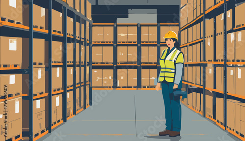 Storekeeper Organizing Goods in Warehouse