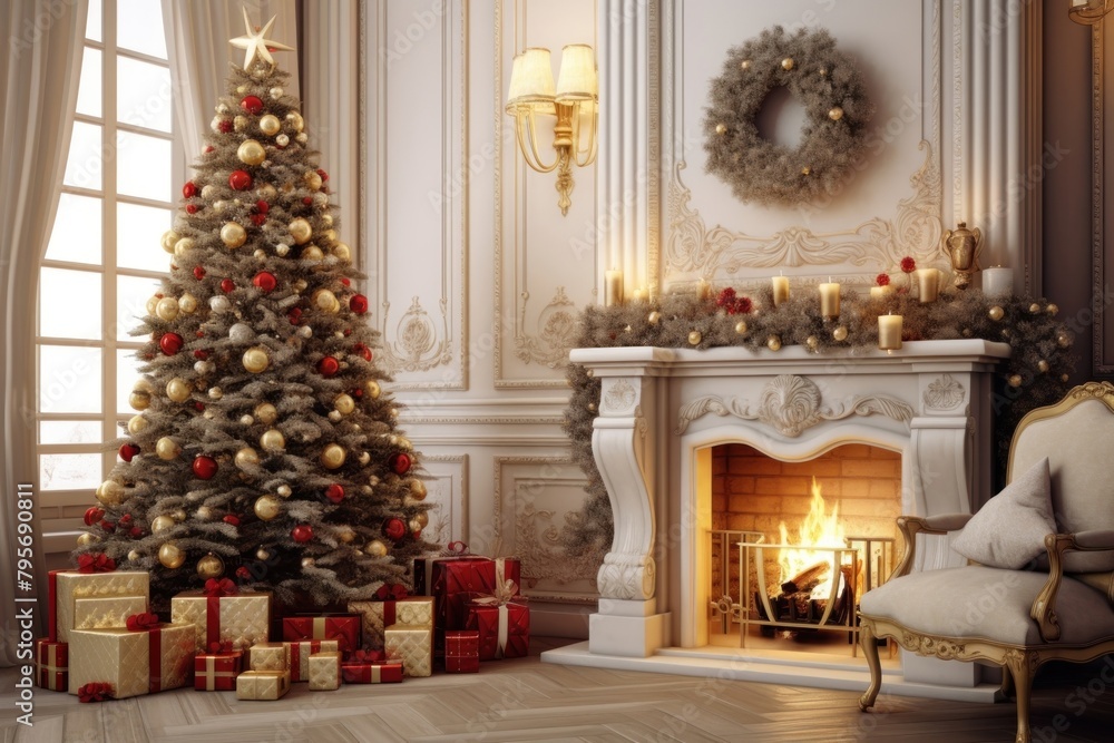 Christmas tree fireplace christmas christmas tree