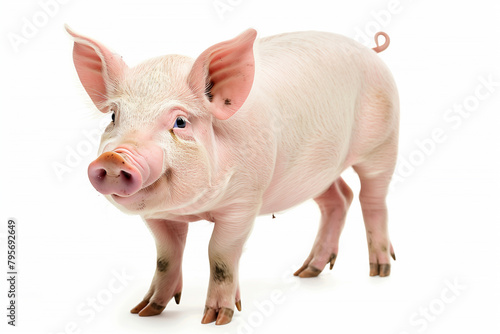 Small Pig Standing on White Surface