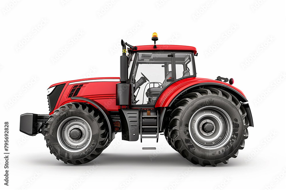 Red Tractor on White Background Red Tractor on White Background