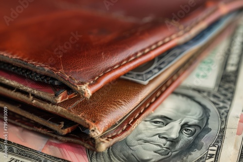 Close-up of a worn leather wallet with currency sticking out, depicting personal financial management and the everyday implications of bankruptcy