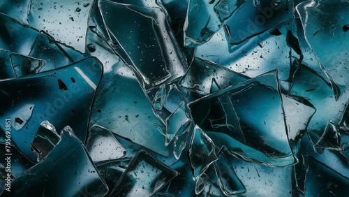 a blue background resembling scattered glass shards photo
