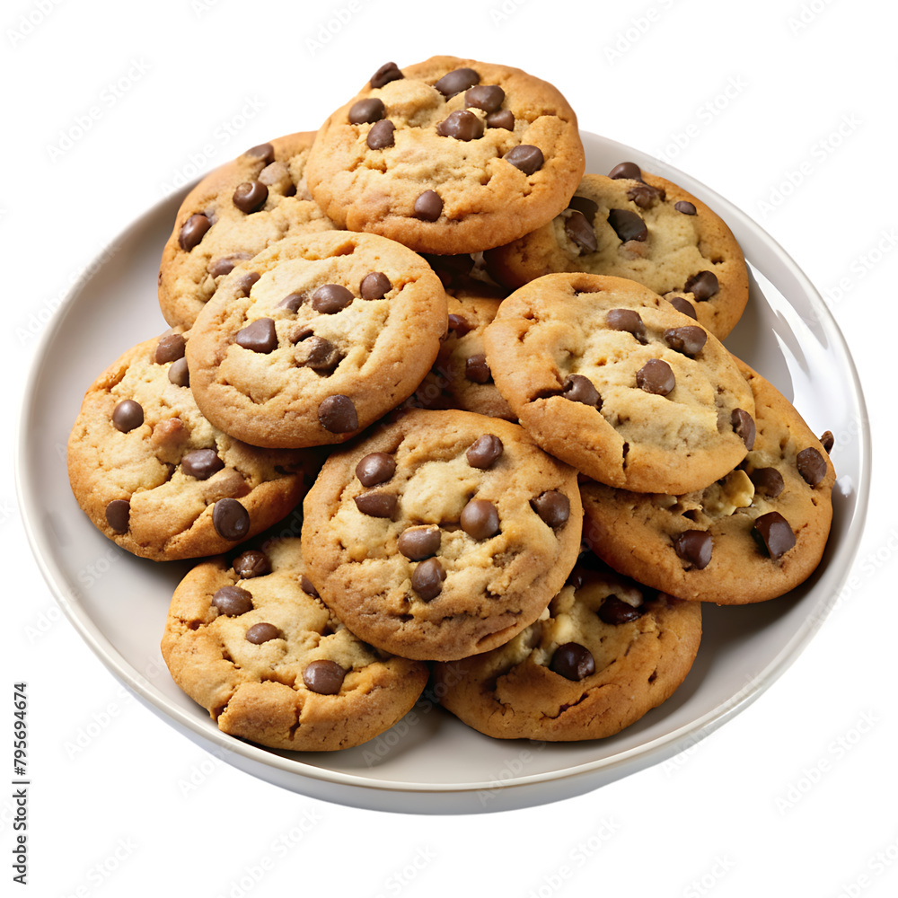 plate of chocolate chip cookies plate of chocolate chip cookies