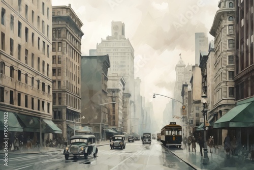 Illustration of new york metropolis painting vehicle. photo