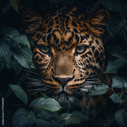 A close up of the face and eyes of an Amur leopard