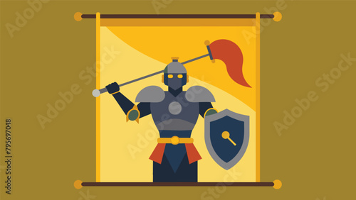 A tapestry on the wall depicts a knight in full armor wielding a flail one of the lesserknown weapons of HEMA but still a formidable one.