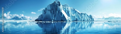 A monstrous iceberg, once a majestic giant, calves and shrinks, a chilling reminder of the melting polar ice caps and rising sea levels fueled by global warming