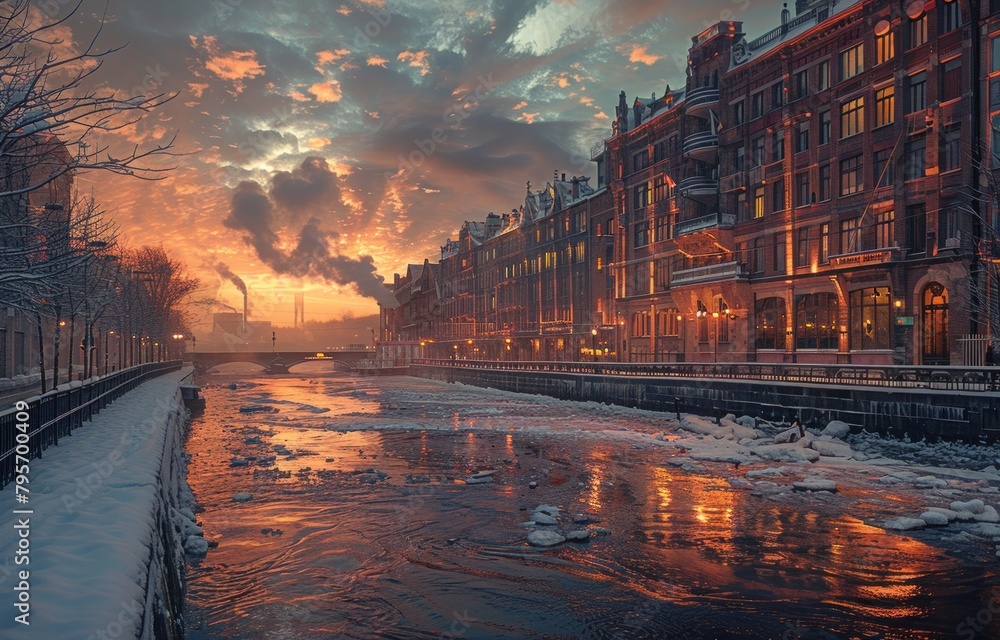 Fototapeta premium sunset in the city