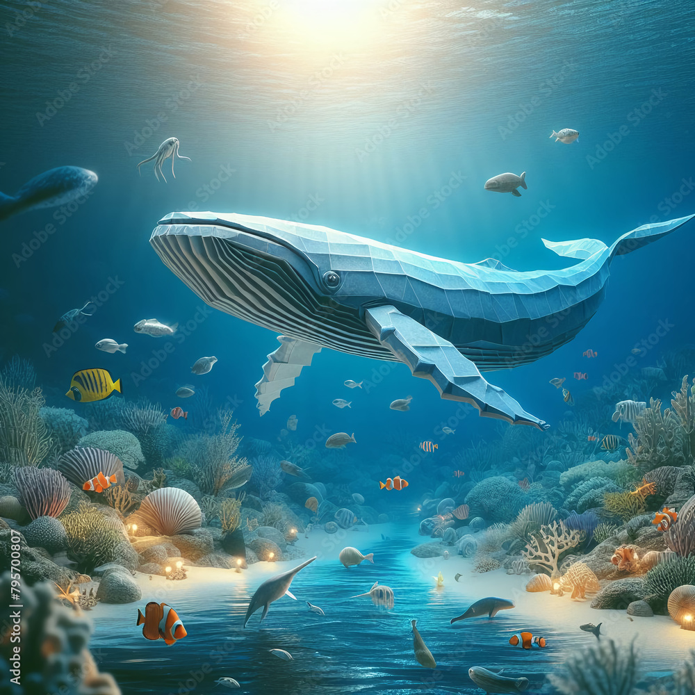 Naklejka premium paper whale