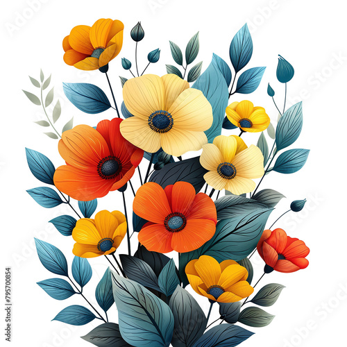 background with flower painting isolated on transparent background © bmf-foto.de