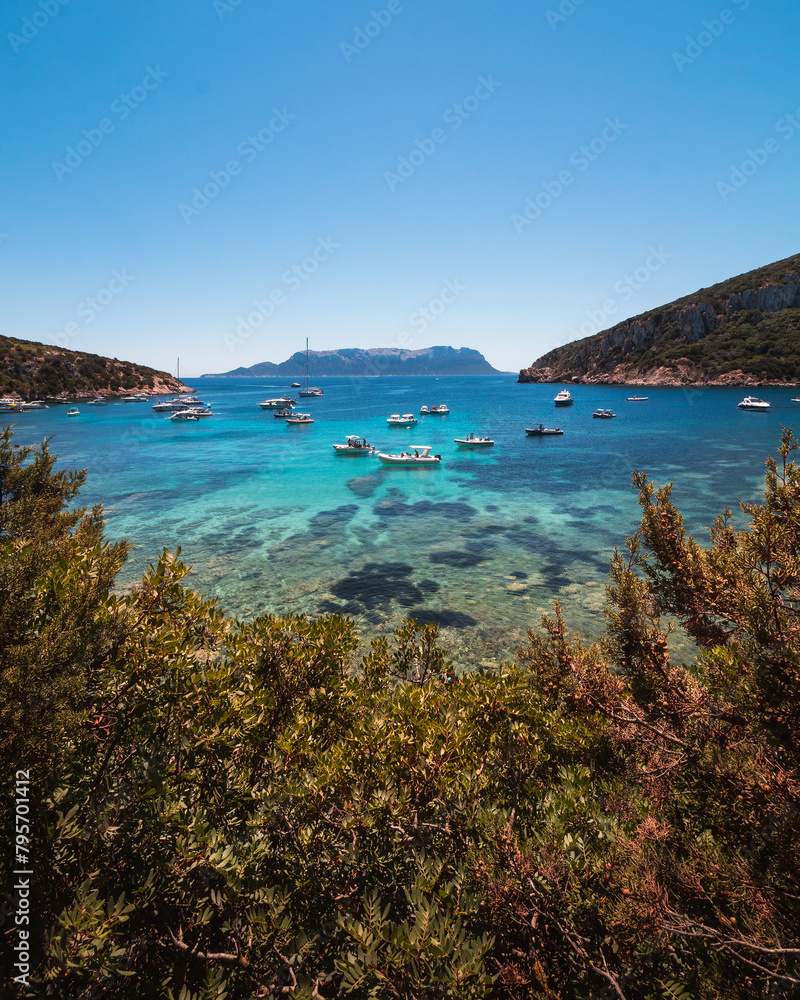 view of Cala Moresca in Sardinia with its blue clear waters