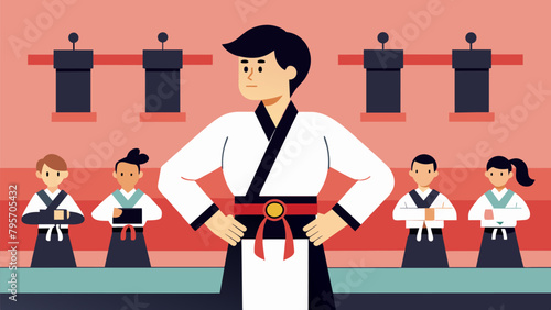 As the rank belts are lined up in order a student takes a deep breath and visualizes themselves stepping forward to receive their black belt