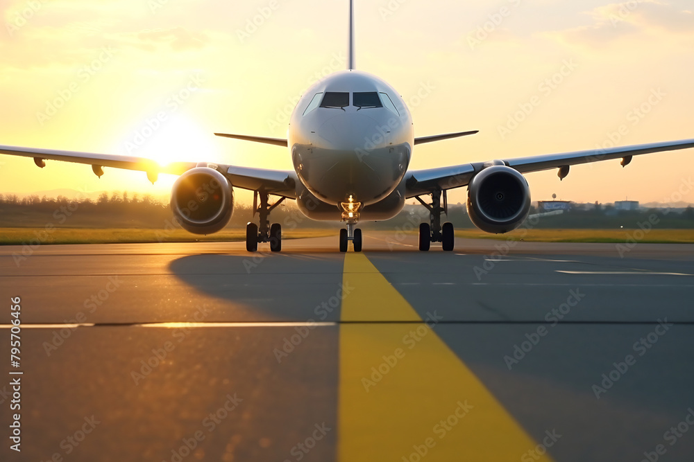 Civil airplane on airstrip, travel trip vacation Civil airplane on airstrip, travel trip vacation