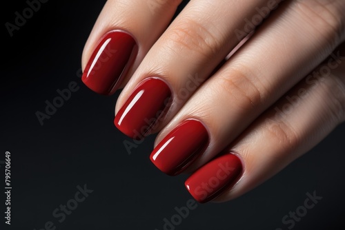 Red manicure and Hands Spa. Beautiful Woman hand closeup. Manicured nails and Soft hands skin. Beauty treatment. Beautiful woman's nails with beautiful baby boomer manicure,