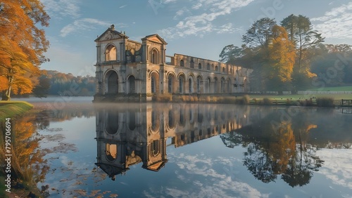UNESCO World Heritage Site Fountains Abbey and Studley Royal North Yorkshire England. Concept Historical Sites, UK Travel, UNESCO World Heritage, Architectural Landmarks, Yorkshire Tour photo