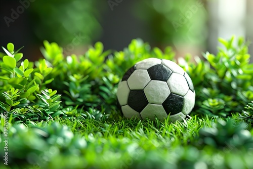 Stadium with soccer ball, Football soccer ball on grass.  © Ahmad