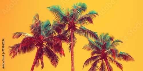 Vibrant Kitan Palms Dancing Under Yellow Sky