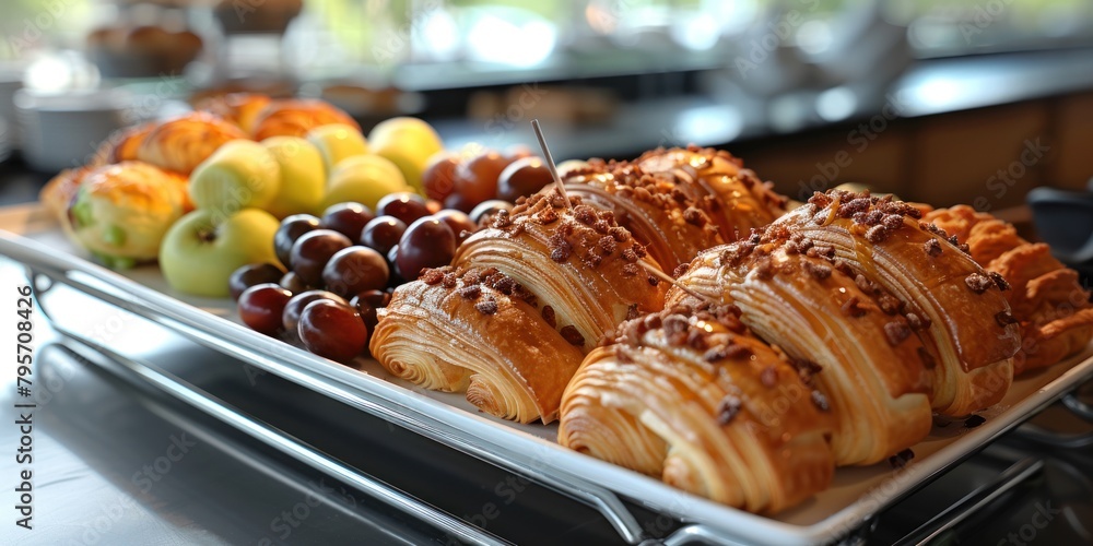 Delightful Platter of Croissants, Grapes, and Apples Delightful Platter of Croissants, Grapes, and Apples