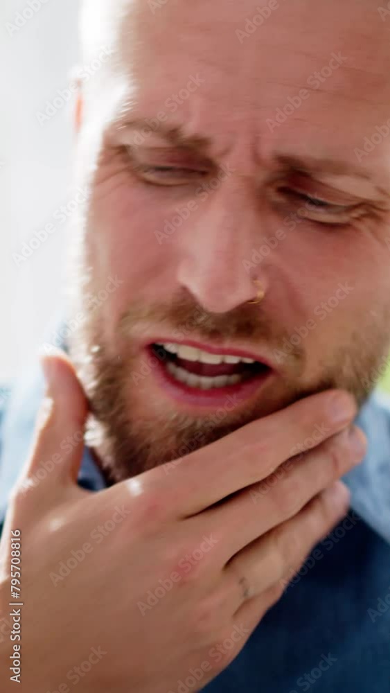 Sore Tooth Decay. Man Mouth Sore Tooth Decay. Man Mouth