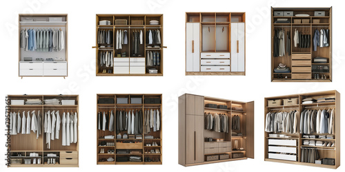 Wardrobe transparent set in 3d no background for product presentation. photo