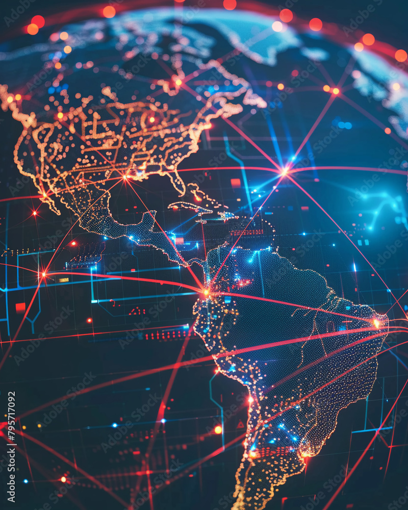 Detailed globe with digital networks encircling, highlighting global connectivity and the seamless flow of information Detailed globe with digital networks encircling, highlighting global connectivity and the seamless flow of information