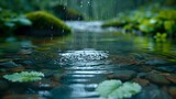 Harvesting rainwater improves water quality and availability using natural methods. Concept Water conservation, Sustainable practices, Environmental impact, Natural resources, Improving water quality