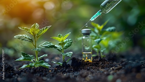 Affordable immunization from plantbased vaccines grown in genetically modified crops. Concept Plant-based vaccines, Genetic modification, Immunization costs, Affordable healthcare photo