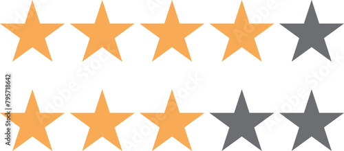 Four and three stars icon set isolated on white background . Stars rating icon vector