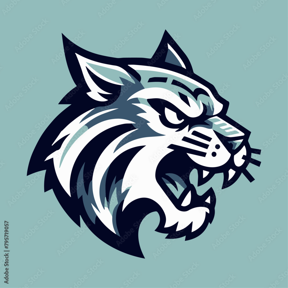 Obraz premium Aggressive Wildcat Vector Sports Mascot Logo: Fierce & Dynamic Emblem for Competitive Team Spirit