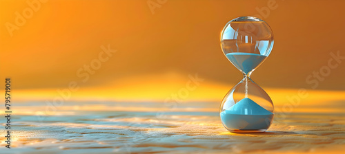 An illustration of a minimalist hourglass with sand falling