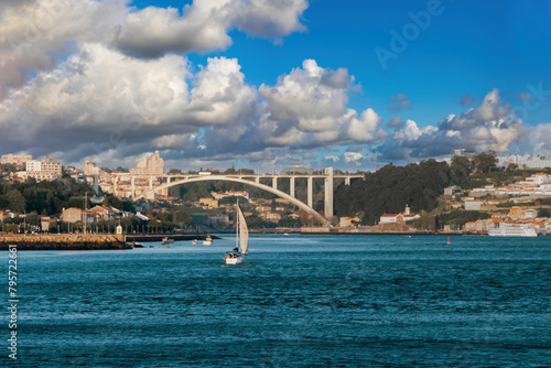 Arrabida bridge and view of the Douro river. Porto, Portugal.