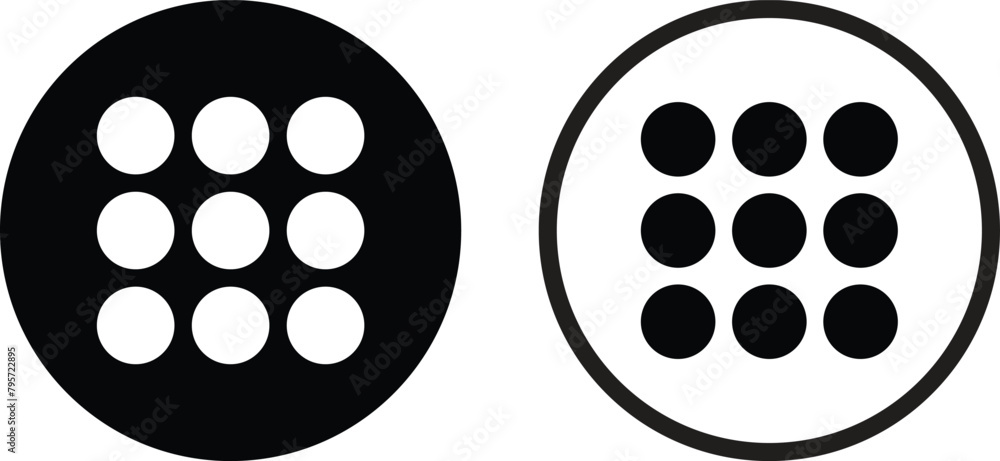 Keypad icon set in two styles isolated on white background . Keypad icon set in two styles isolated on white background .
