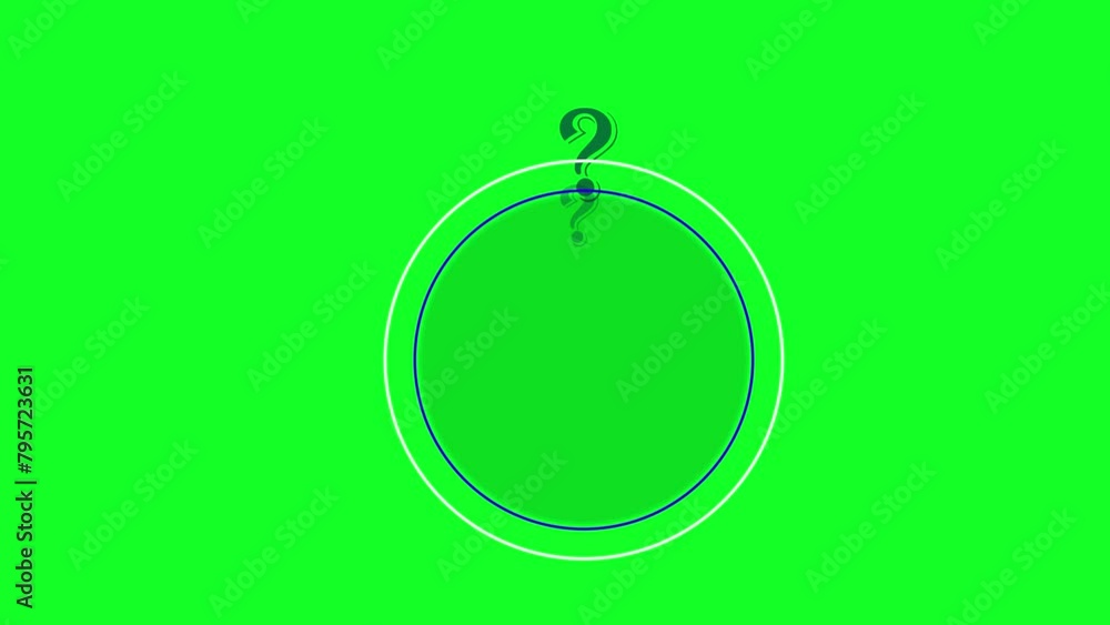 Animation of a circle for custom text, looping animation of coloured Question marks, Green screen background. Template background for ppts, educational stuff, business graphs, space for custom text.4k Animation of a circle for custom text, looping animation of coloured Question marks, Green screen background. Template background for ppts, educational stuff, business graphs, space for custom text.4k