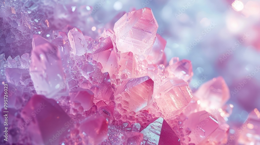 Close-up of halophilic Archaea in crystalline salt formations, emphasizing the pink hues and extreme osmotic conditions, suitable for educational content Close-up of halophilic Archaea in crystalline salt formations, emphasizing the pink hues and extreme osmotic conditions, suitable for educational content