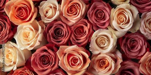Beautiful assortment of vibrant roses in shades of red  pink  and cream evoking romance  perfect for Valentine s Day or anniversaries.