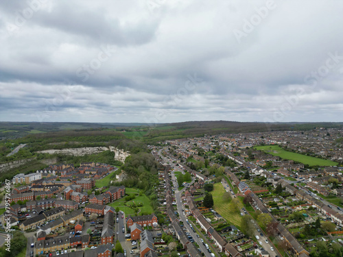 Aerial View of Residential District of Strood Town of Rochester, England United Kingdom. 