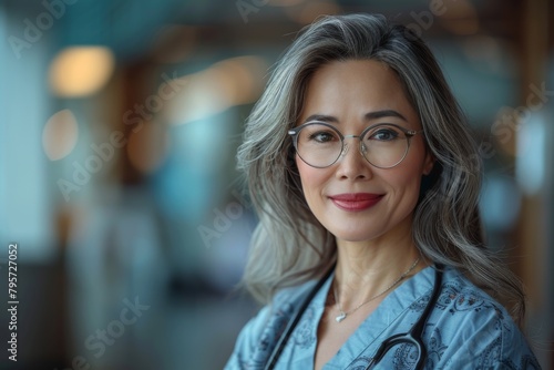 Wallpaper Mural An amiable healthcare provider dons glasses and a welcoming smile in a medical clinical setting Torontodigital.ca