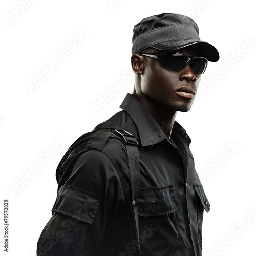 Black Body Guard on Transparent Background