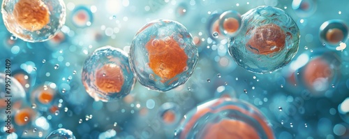 Demonstrate the role of osmotic pressure in the human body with a medium shot of cells in different fluid conditions, highlighting the critical balance of water for cell function