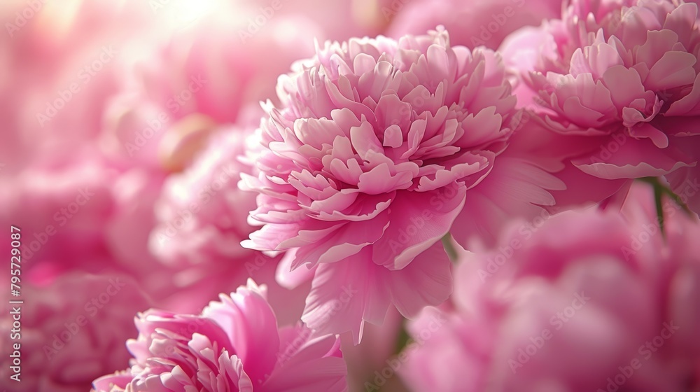 A close-up of pink flowers with a blurred bottom half of another flower image beneath them The tops of the bottom flowers are visible A close-up of pink flowers with a blurred bottom half of another flower image beneath them The tops of the bottom flowers are visible