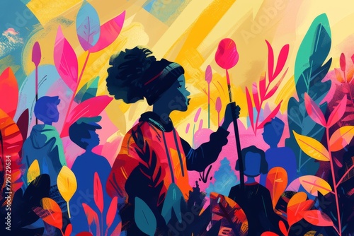 Children rights activists abstract illustration. Childrens day watercolor painting. Protection of children's rights. World Children's Day. World Children's Day illustration