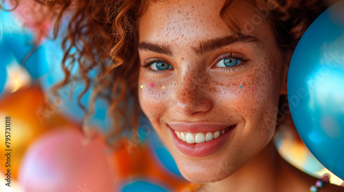 Close Up of Person With Freckles On. Generative AI