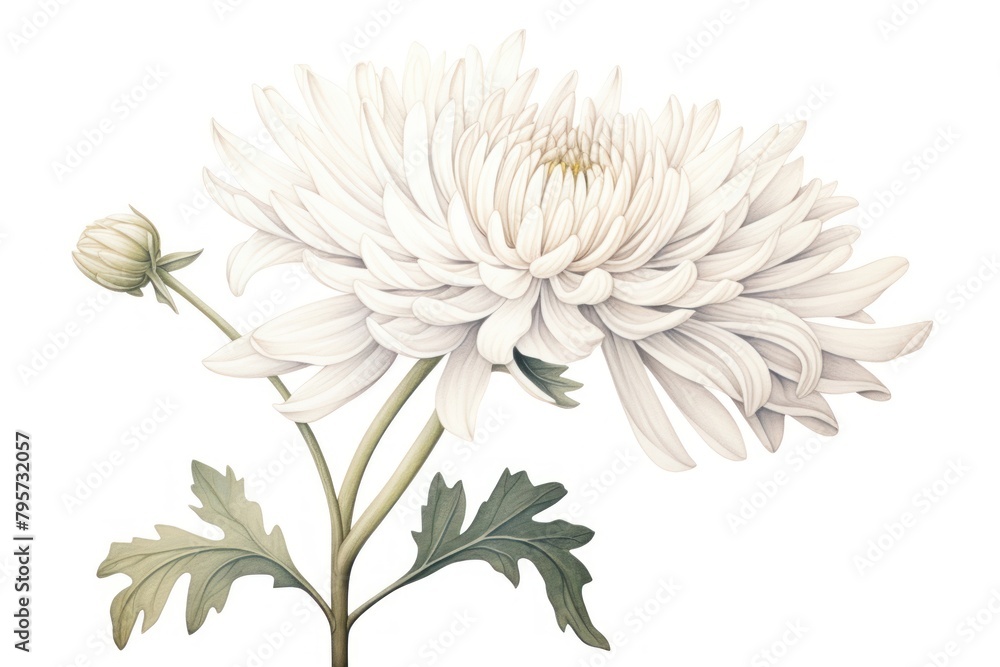 Botanical illustration chrysanthemum flower chrysanths dahlia.