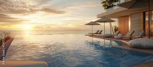 luxury pool at sunset. © Fana Art