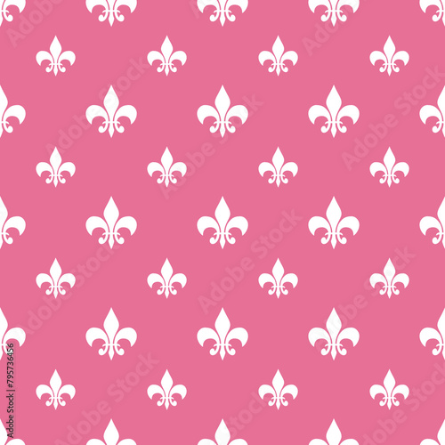 fleur-de-lis royal, luxury seamless pattern background. Ornament with symbol pink fleur-de-lis illustration