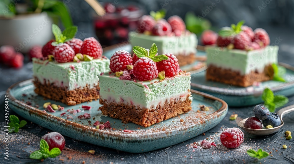 custom made wallpaper toronto digital  A cake topped with raspberries, served on a plate with a spoon nearby A separate bowl of raspberries in the background