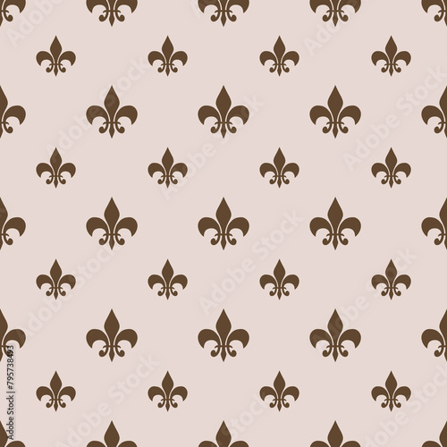 fleur-de-lis royal, luxury seamless pattern background. Ornament with symbol fleur-de-lis illustration © Tanita